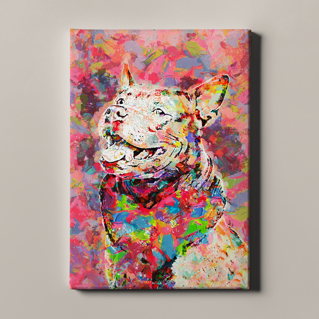 Peach Color Splash Custom Pet Portrait - Canvas