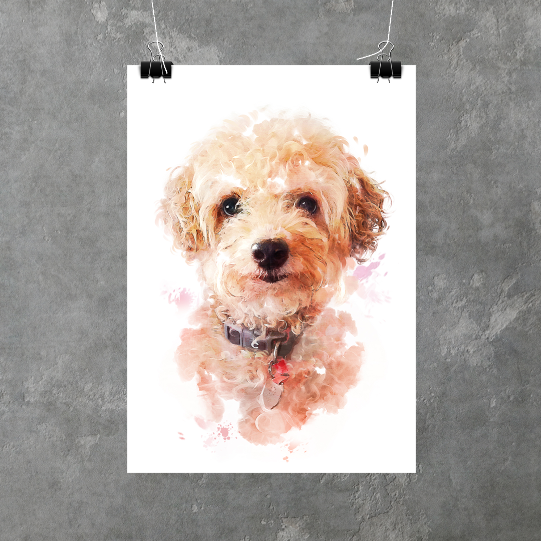 Warm Watercolors Custom Pet Portrait - Poster Only