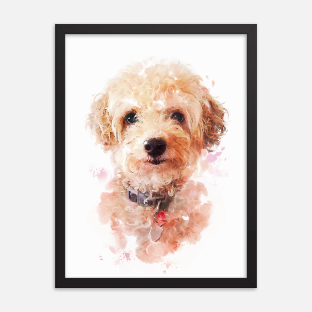 Warm Watercolors Custom Pet Portrait - Framed
